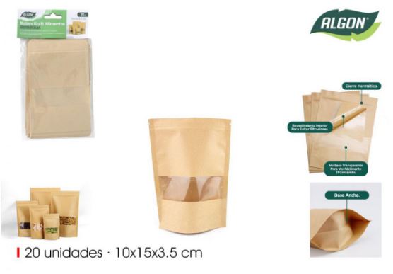 CJ.20 BOLSA PAPEL ALIMENTAR10X15CM KRAFT